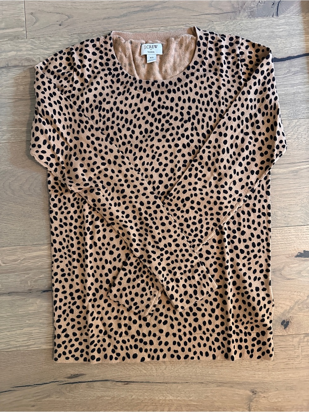 J. Crew Tan and Black Leopard Print Long-Sleeve Sweater